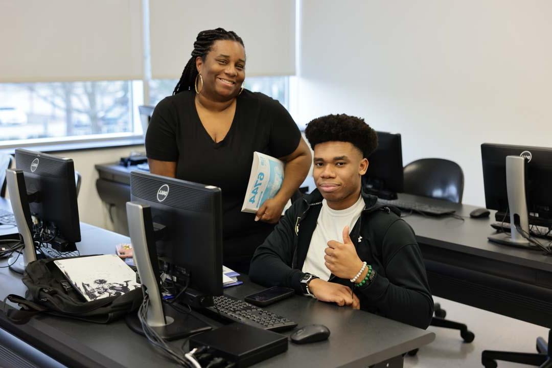 Wake Tech accounting students volunteer to help classmates file their tax returns.